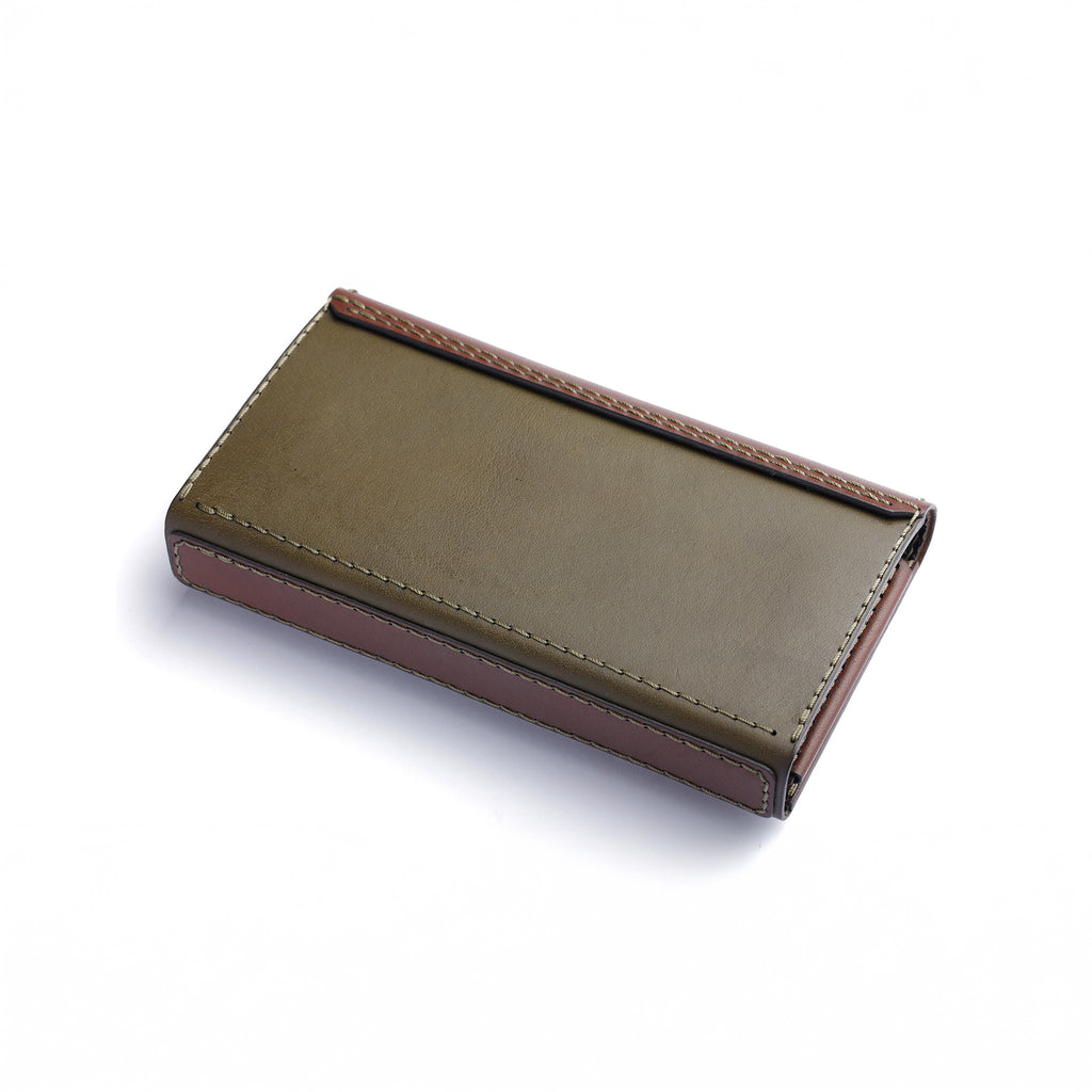 The Aura Clutch : Premium Dual-Tone Leather Clutch Wallet OLIVE GREEN VS BROWN