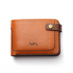 Brown leather wallet with visible brand name on a white background 2-in-1 dual-tone leather bifold wallet, removable card holder, split-carry system, long-lasting leather good