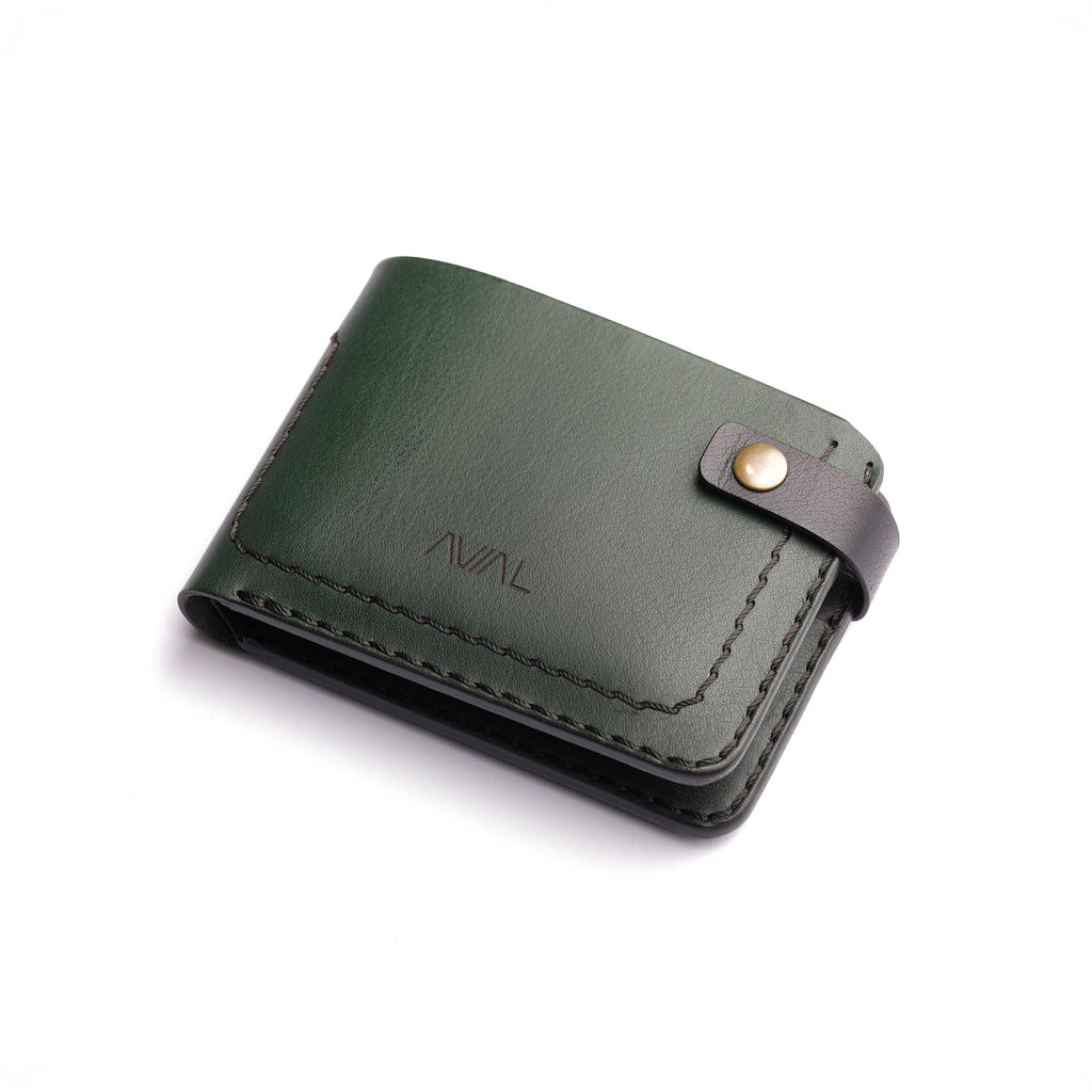 The Nexus Bifold Split-Carry: 2-in-1 Dual-Tone Leather Wallet with Removable Card Holder - Dark Green/Black