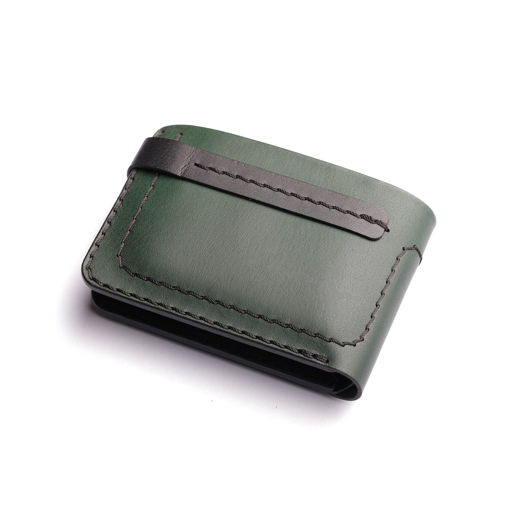 The Nexus Bifold Split-Carry: 2-in-1 Dual-Tone Leather Wallet with Removable Card Holder - Dark Green/Black