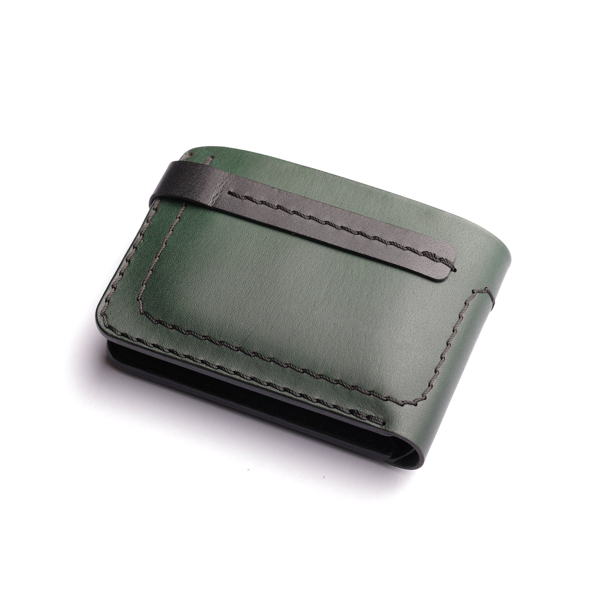 The Nexus Bifold Split-Carry: 2-in-1 Dual-Tone Leather Wallet with Removable Card Holder - Dark Green/Black