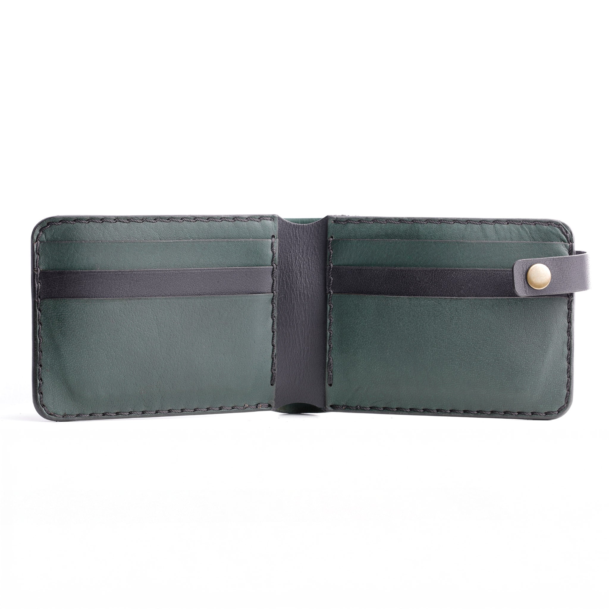 The Nexus Bifold Split-Carry: 2-in-1 Dual-Tone Leather Wallet with Removable Card Holder - Dark Green/Black