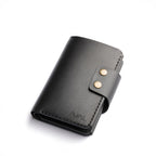 handmade black leather wallet, durable craftsmanship, long-lasting accessory