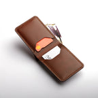 men's grey leather wallet, full grain leather, luxury statement with cash and card inside 