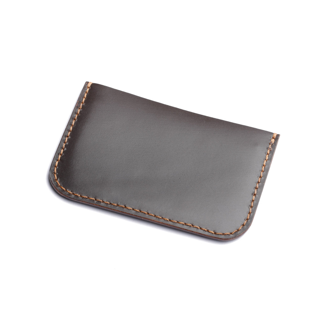 ultra-thin card holder, durable leather, slim profile, handmade construction back side