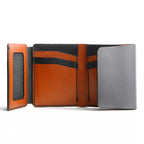 An interior view of the Lockfold 1.0 wallet, highlighting the id slot and card slots 