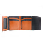 7 card slots, 2 hidden slots, cash compartment, ID slot, trifold wallet