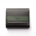 lockfold 1.1, secure leather wallet, trifold wallet for men, matte black and green