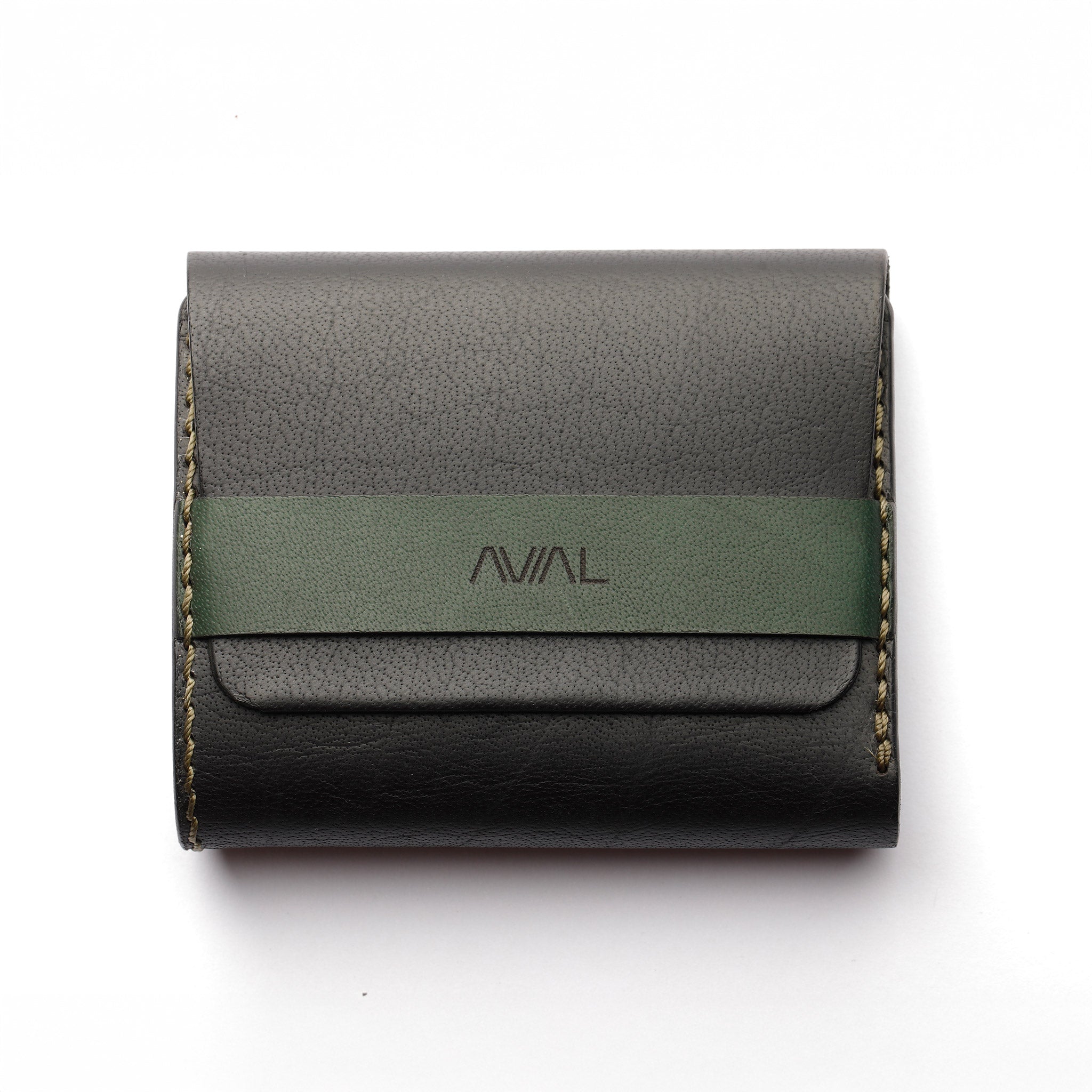 lockfold 1.1, secure leather wallet, trifold wallet for men, matte black and green