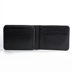 An open view of the Black Luxury Bifold Three-Layer Leather Wallet, showcasing its multiple card slots and cash compartment
