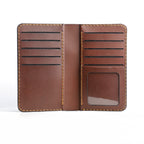 10 card slots wallet, cash compartment, 2 hidden slots, ID window, dual tone long wallet