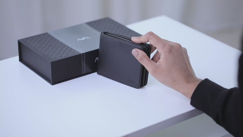 "Video showcasing the Black Luxury Bifold Three-Layer Leather Wallet for men, detailing its 9 card slots, 3 hidden pockets, ID window, and premium full-grain leather construction."